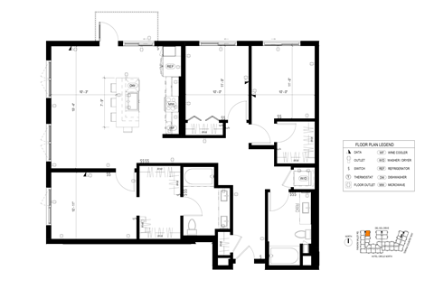 Floor plan for 3 beds, 2 baths, 1412 sqft
